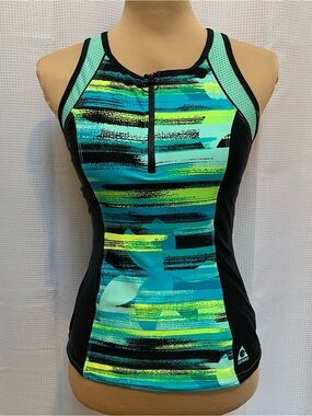 Ladies GERRY Tank Racerback Sports Top Black Mint Size Small